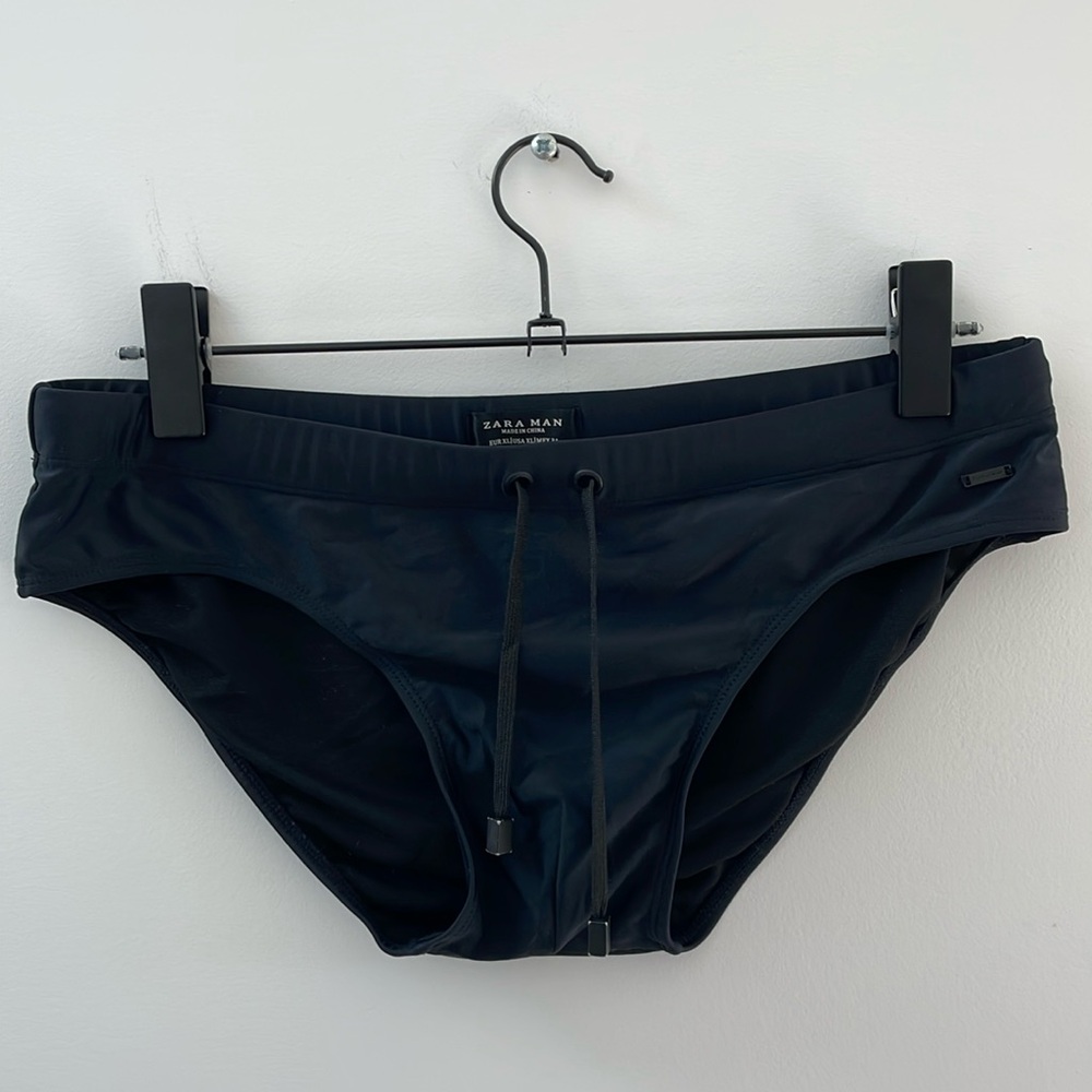 Zara Black Speedo with Metal Drawstring